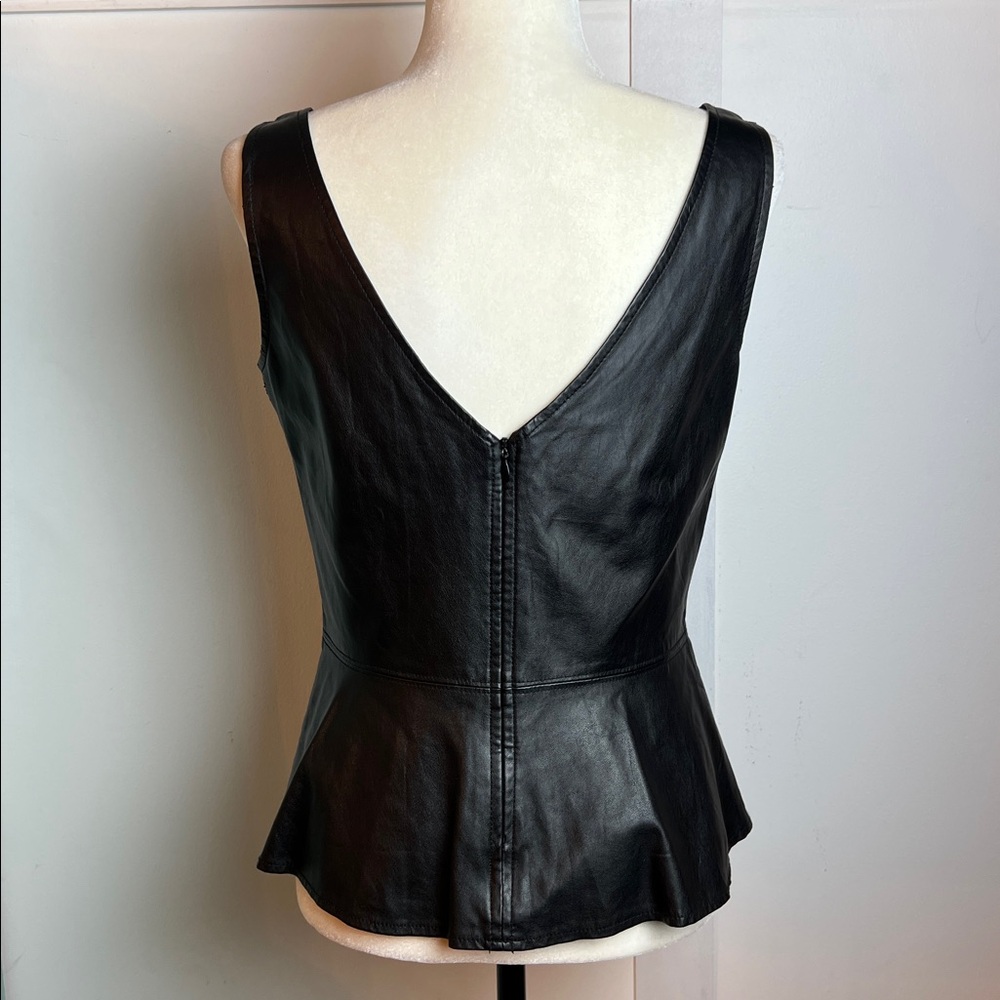 Faux Leather Sleeveless Peplum Top - Picture 4 of 8